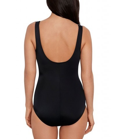 Shape Solver Sport for Women's Sharp Therapy One-Piece Swimsuit Black/White $57.82 Swimsuits