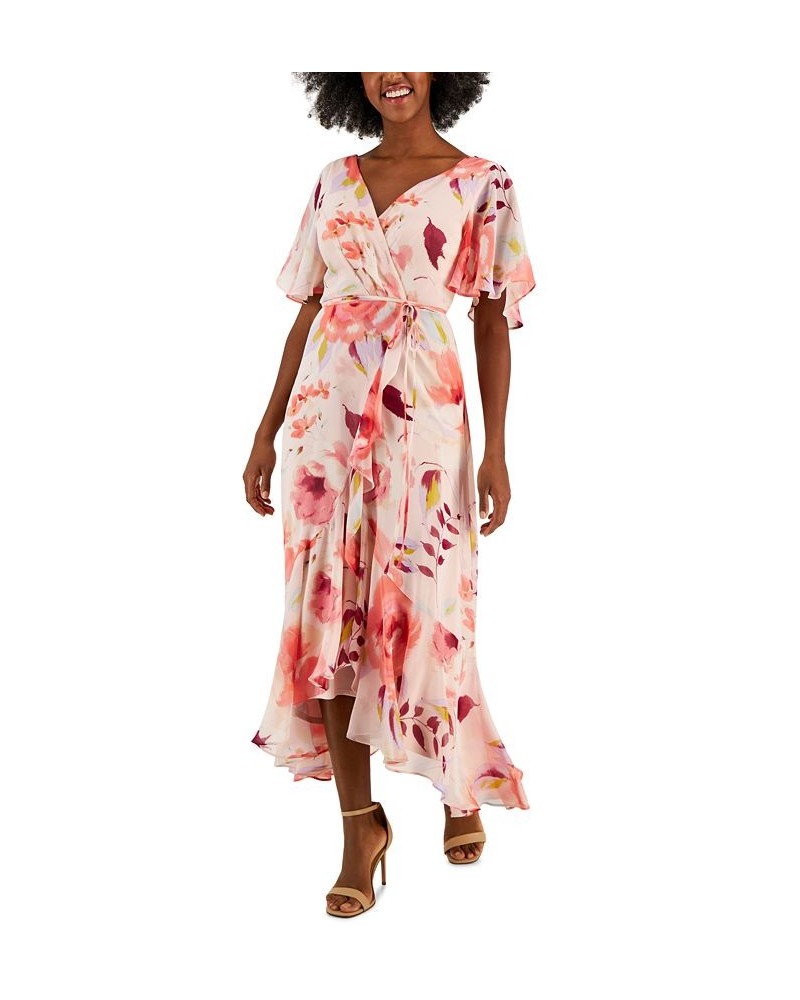 Floral-Print Chiffon V-Neck Maxi Dress Flamingo/rose $38.71 Dresses