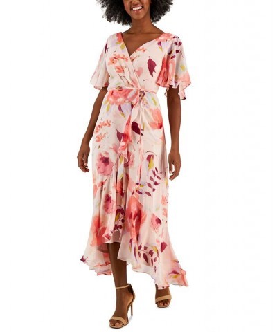 Floral-Print Chiffon V-Neck Maxi Dress Flamingo/rose $38.71 Dresses