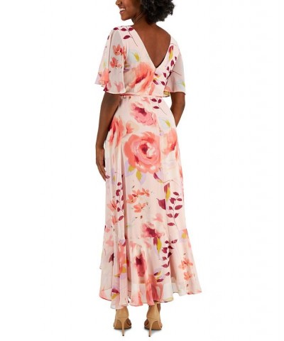 Floral-Print Chiffon V-Neck Maxi Dress Flamingo/rose $38.71 Dresses