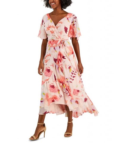 Floral-Print Chiffon V-Neck Maxi Dress Flamingo/rose $38.71 Dresses