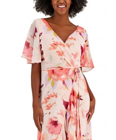 Floral-Print Chiffon V-Neck Maxi Dress Flamingo/rose $38.71 Dresses