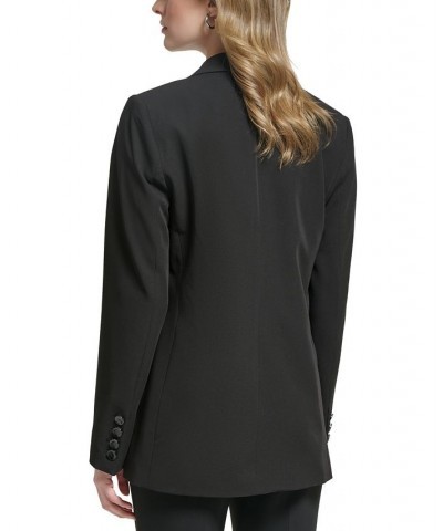 Women's Script-Print Notch-Lapel Blazer Black $79.80 Jackets