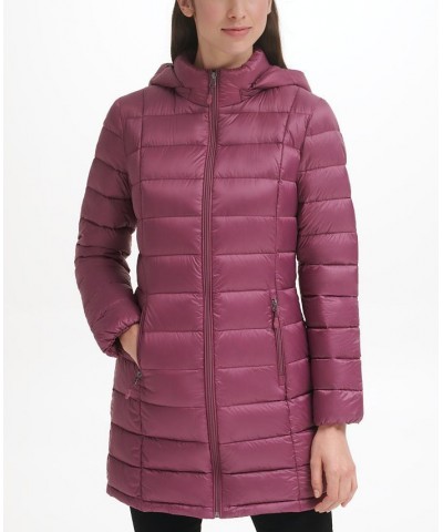 Women's Packable Hooded Down Puffer Coat Plumberry $28.20 Coats