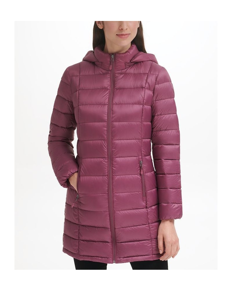 Women's Packable Hooded Down Puffer Coat Plumberry $28.20 Coats