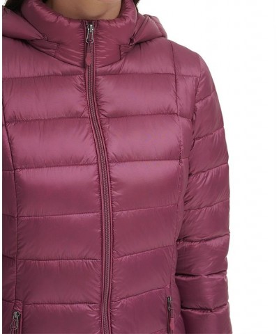 Women's Packable Hooded Down Puffer Coat Plumberry $28.20 Coats