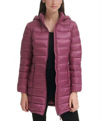 Women's Packable Hooded Down Puffer Coat Plumberry $28.20 Coats