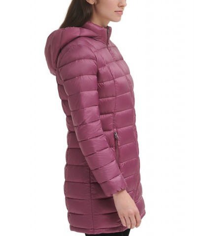 Women's Packable Hooded Down Puffer Coat Plumberry $28.20 Coats