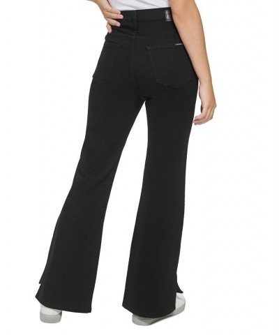 Women's High-Rise Flared Slit-Hem Jeans Real Black $29.43 Jeans