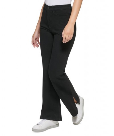 Women's High-Rise Flared Slit-Hem Jeans Real Black $29.43 Jeans