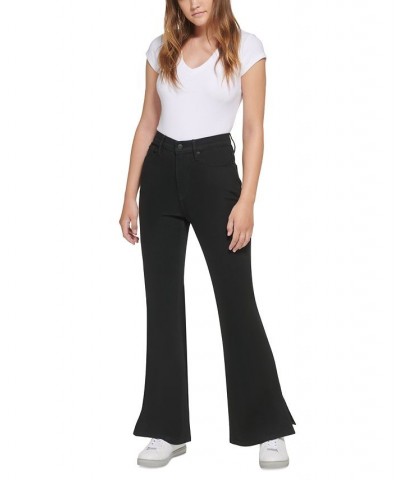 Women's High-Rise Flared Slit-Hem Jeans Real Black $29.43 Jeans