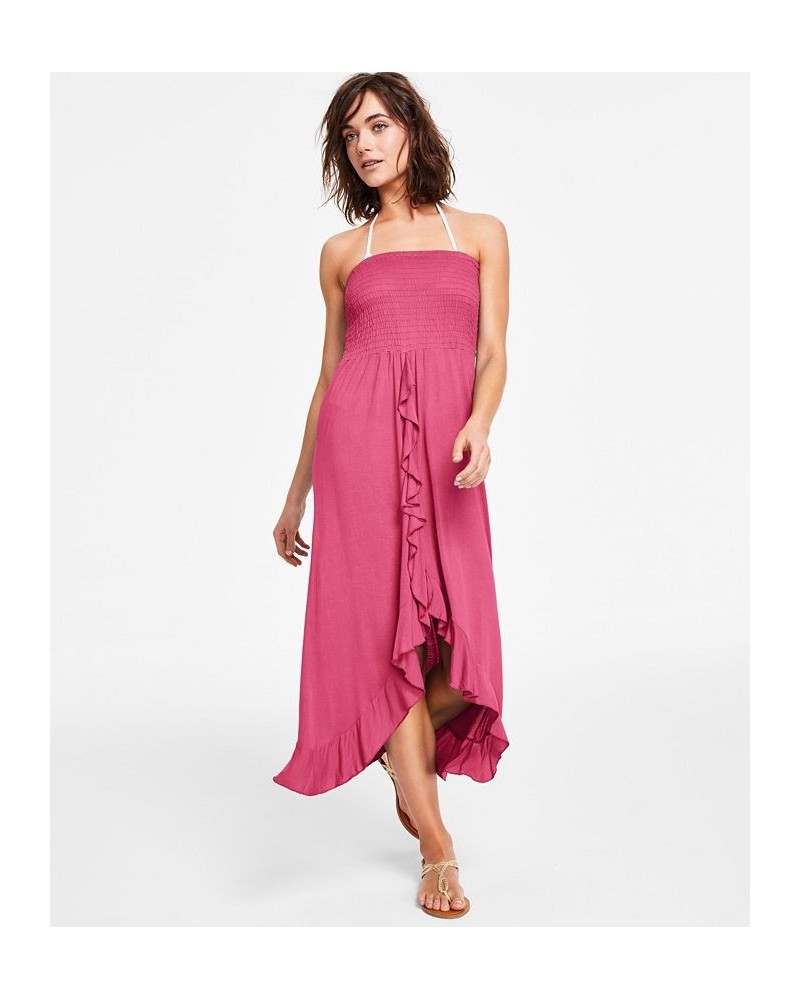 Strapless High-Low Dress Cover-Up Pink $26.40 Swimsuits