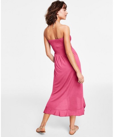 Strapless High-Low Dress Cover-Up Pink $26.40 Swimsuits