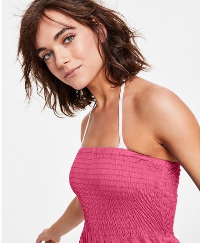 Strapless High-Low Dress Cover-Up Pink $26.40 Swimsuits