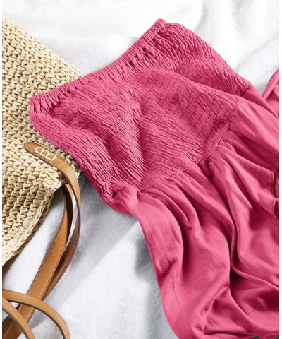 Strapless High-Low Dress Cover-Up Pink $26.40 Swimsuits