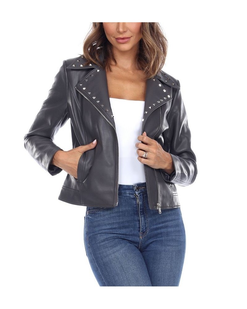 Women's Faux Leather Jacket Gray $26.40 Jackets