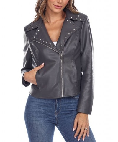 Women's Faux Leather Jacket Gray $26.40 Jackets