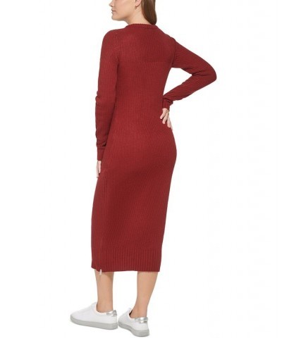 Petite Zippered-Slit Sweater Dress Syrah $34.39 Dresses