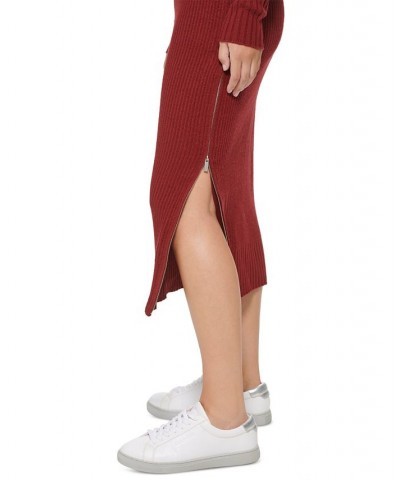 Petite Zippered-Slit Sweater Dress Syrah $34.39 Dresses