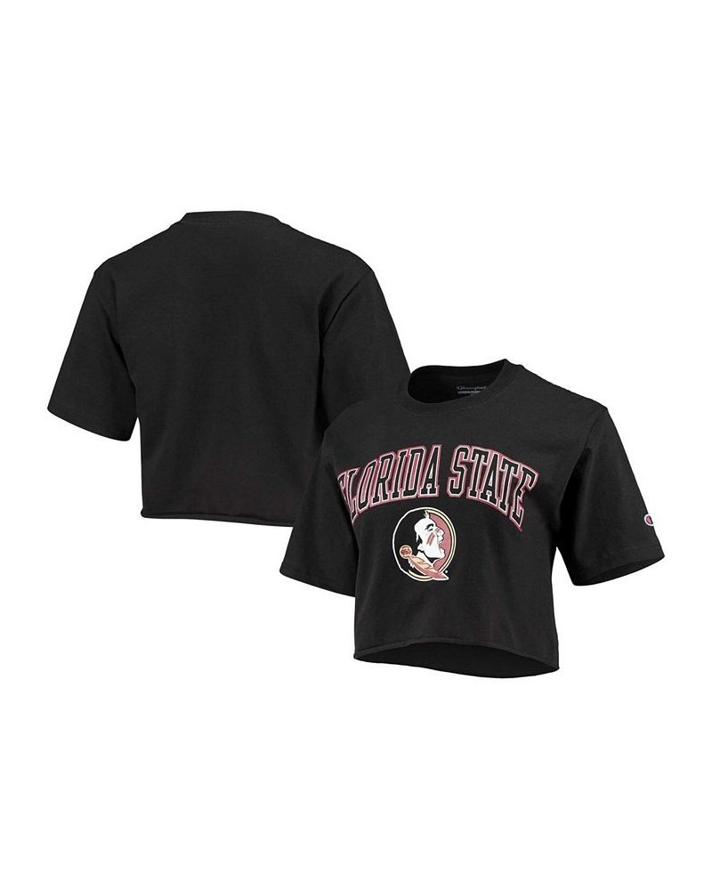 Women's Black Florida State Seminoles Cropped Boyfriend T-shirt Black $25.64 Tops