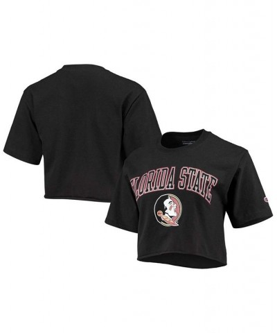 Women's Black Florida State Seminoles Cropped Boyfriend T-shirt Black $25.64 Tops