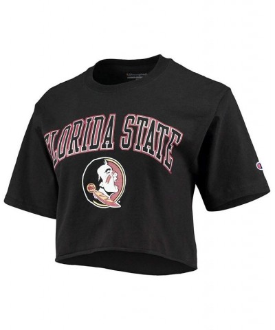 Women's Black Florida State Seminoles Cropped Boyfriend T-shirt Black $25.64 Tops