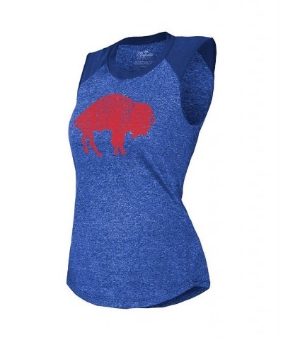 Women's Threads Royal Buffalo Bills Retro Tri-Blend Raglan Muscle Tank Top Royal $24.50 Tops