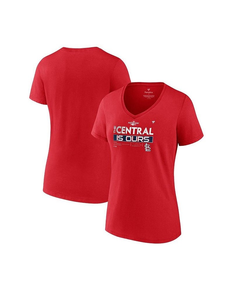 Women's Branded Red St. Louis Cardinals 2022 NL Central Division Champions Plus Size V-Neck T-shirt Red $35.39 Tops