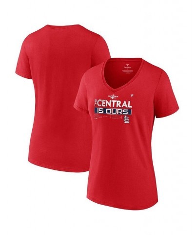 Women's Branded Red St. Louis Cardinals 2022 NL Central Division Champions Plus Size V-Neck T-shirt Red $35.39 Tops