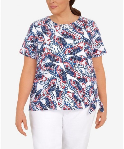 Plus Size Butterfly Tie Hem Top Multi $33.57 Tops