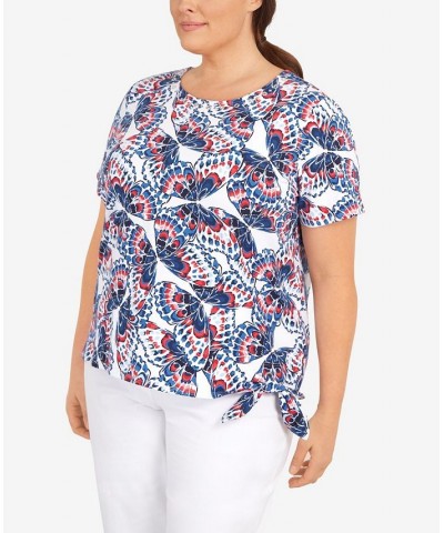 Plus Size Butterfly Tie Hem Top Multi $33.57 Tops