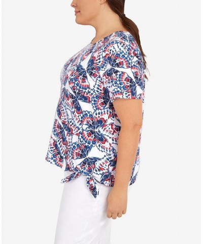 Plus Size Butterfly Tie Hem Top Multi $33.57 Tops