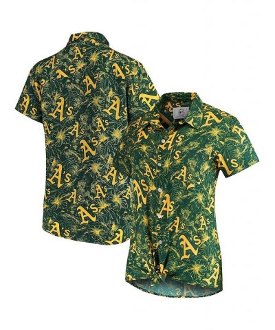 Women's Green Gold Oakland Athletics Tonal Print Button-Up Shirt Green, Gold $32.00 Tops