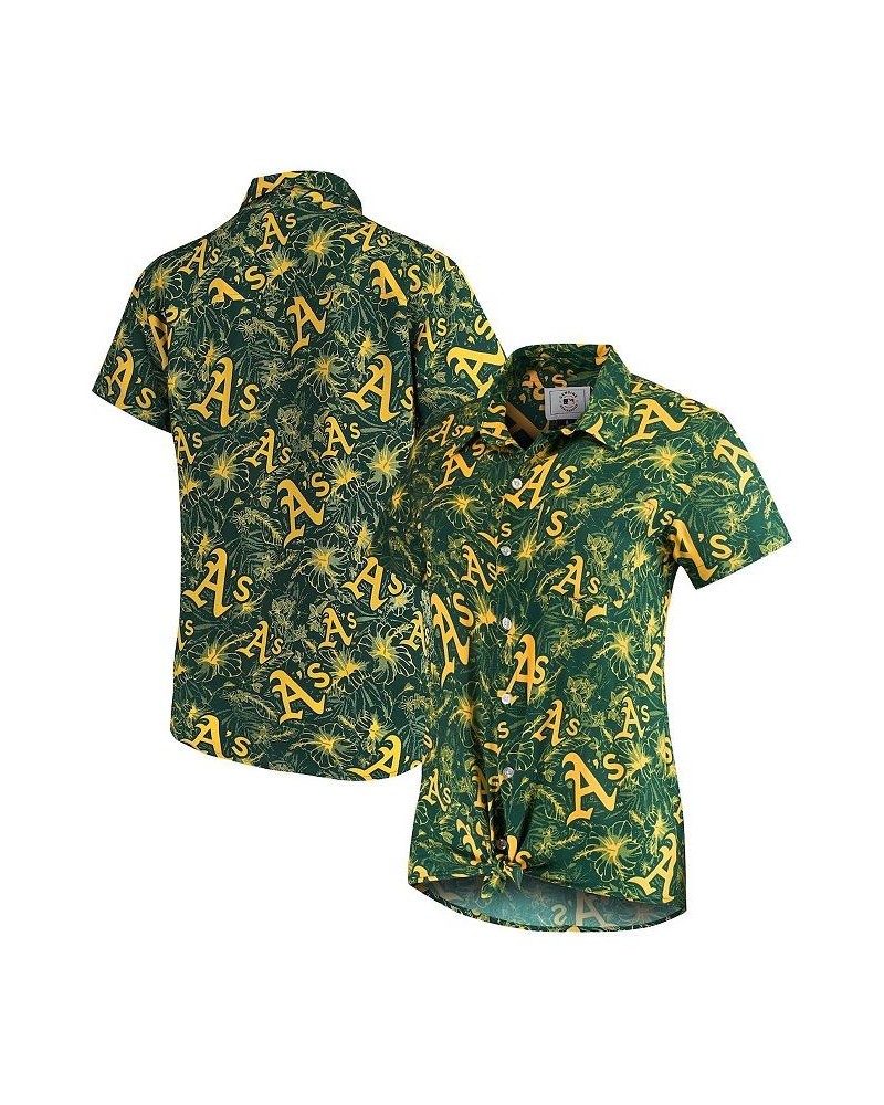 Women's Green Gold Oakland Athletics Tonal Print Button-Up Shirt Green, Gold $32.00 Tops