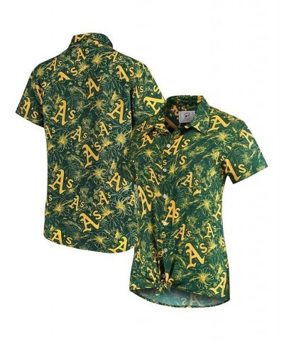 Women's Green Gold Oakland Athletics Tonal Print Button-Up Shirt Green, Gold $32.00 Tops