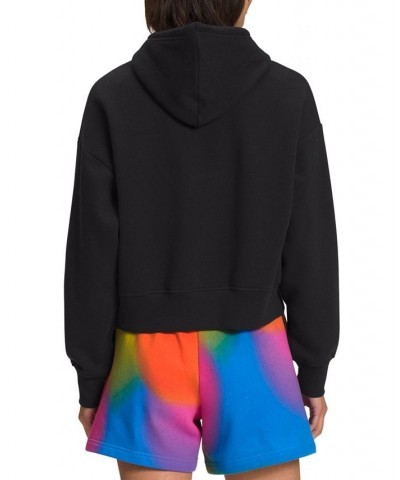 Women's Rainbow Logo Drawstring Hoodie Black $39.20 Sweatshirts