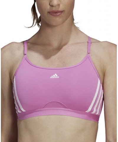 Women's Aeroreact 3-Stripes Low-Impact Sports Bra Purple $15.81 Bras