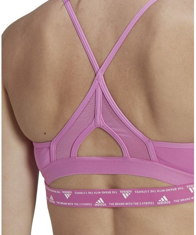 Women's Aeroreact 3-Stripes Low-Impact Sports Bra Purple $15.81 Bras