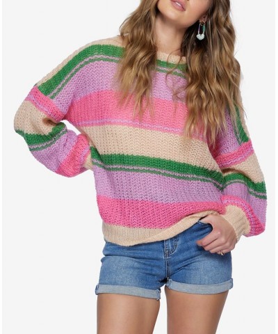 Juniors' Lake View Striped Drop-Shoulder Sweater Passionfruit $26.40 Sweaters