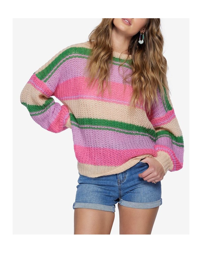 Juniors' Lake View Striped Drop-Shoulder Sweater Passionfruit $26.40 Sweaters