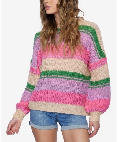 Juniors' Lake View Striped Drop-Shoulder Sweater Passionfruit $26.40 Sweaters