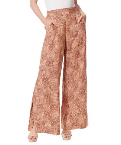 Women's Shaye Floral-Print Flared Pants Brown $28.74 Pants