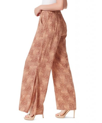 Women's Shaye Floral-Print Flared Pants Brown $28.74 Pants