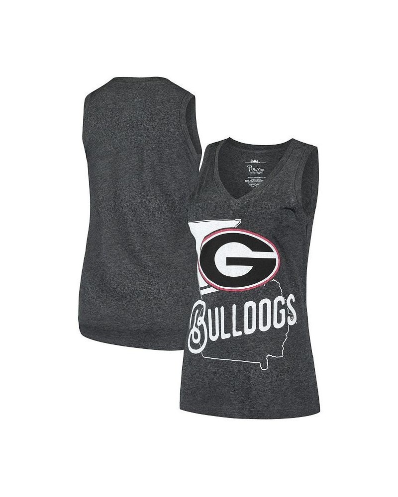 Women's Black Georgia Bulldogs Ferris Melange V-Neck Tank Top Black $18.90 Tops