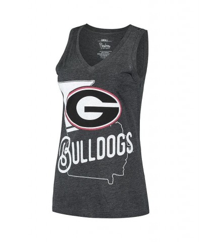 Women's Black Georgia Bulldogs Ferris Melange V-Neck Tank Top Black $18.90 Tops