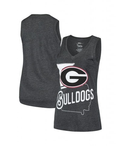 Women's Black Georgia Bulldogs Ferris Melange V-Neck Tank Top Black $18.90 Tops