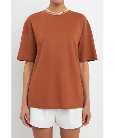 Women's Relaxed Oversize T-shirt Brown $27.00 Tops