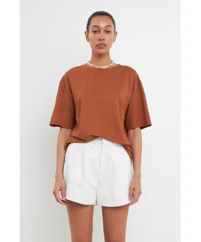 Women's Relaxed Oversize T-shirt Brown $27.00 Tops