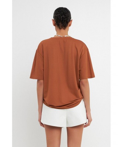 Women's Relaxed Oversize T-shirt Brown $27.00 Tops