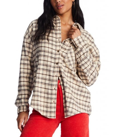 Juniors' Easy Breezy Flannel Top White $24.95 Tops